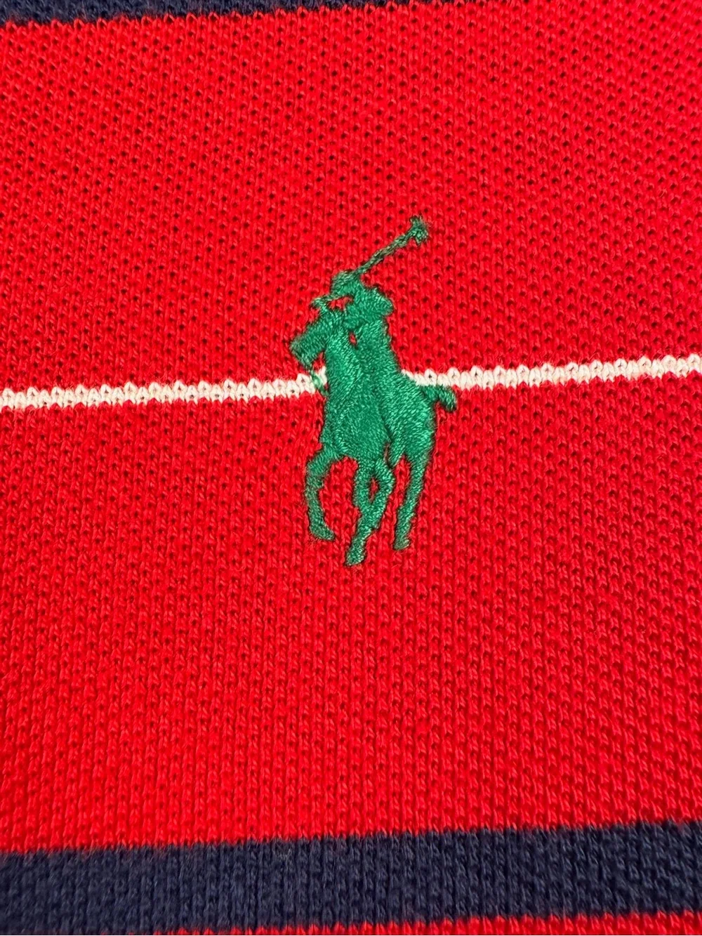 Polo Ralph Lauren Mens XXL Custom Fit Polo Shirt Red Navy White Striped Cotton